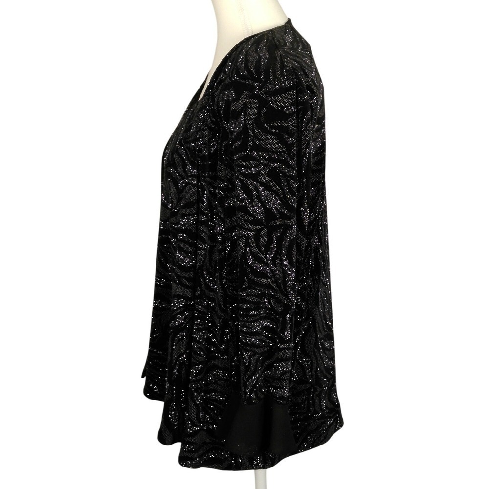 Vintage R&M Richards Womens Black Glitter Zebra Print Jacket Size 12 Long Sleeve - Picture 2 of 9
